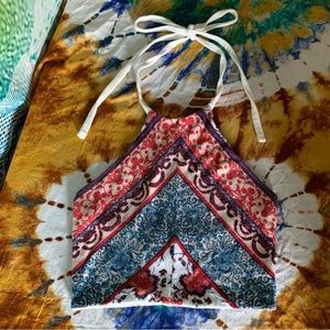 NWOT PAC SUN patterned crop halter top